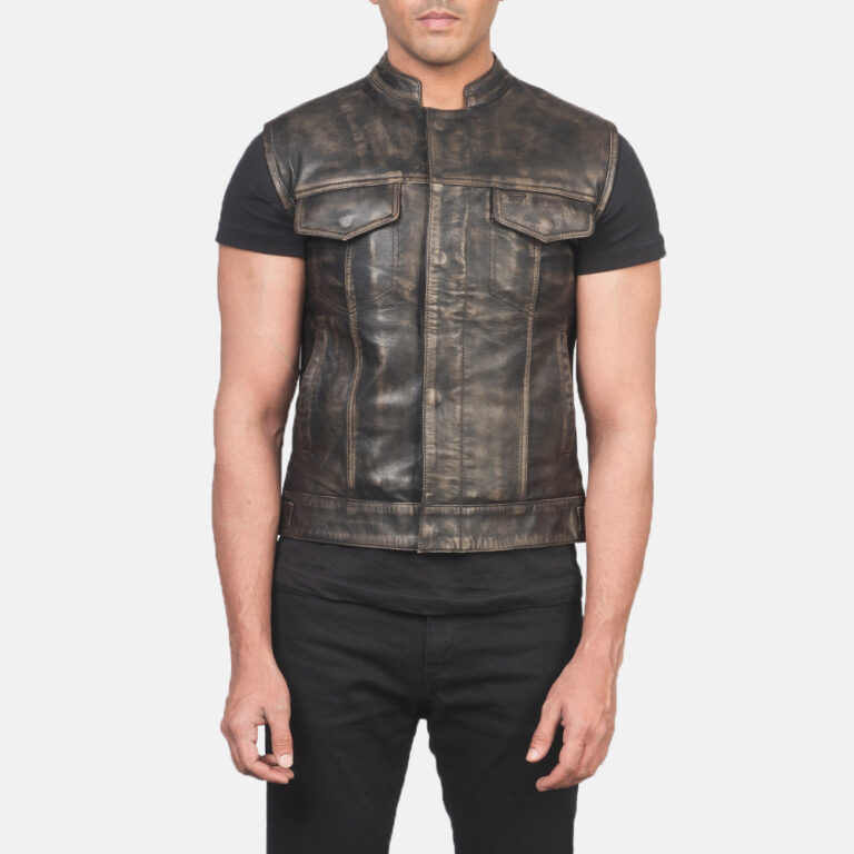 Mens Atlas Moto Distressed Brown Vest_3629-5-1618223756289
